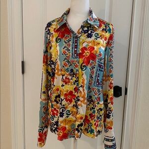 Boston Proper Vibrant Floral Satin Blouse